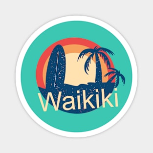 Waikiki Honolulu Hawaii Surfing Paradise Sunrise Tropical Design Magnet